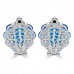 9.71 ct Oval Shaped Turquoise, Tanzanite and Black Diamond Earrings in 14 kt White Gold 9.71 ct Oval Shaped Turquoise, Tanzanite and Black Diamond Earrings in 14 kt White Gold